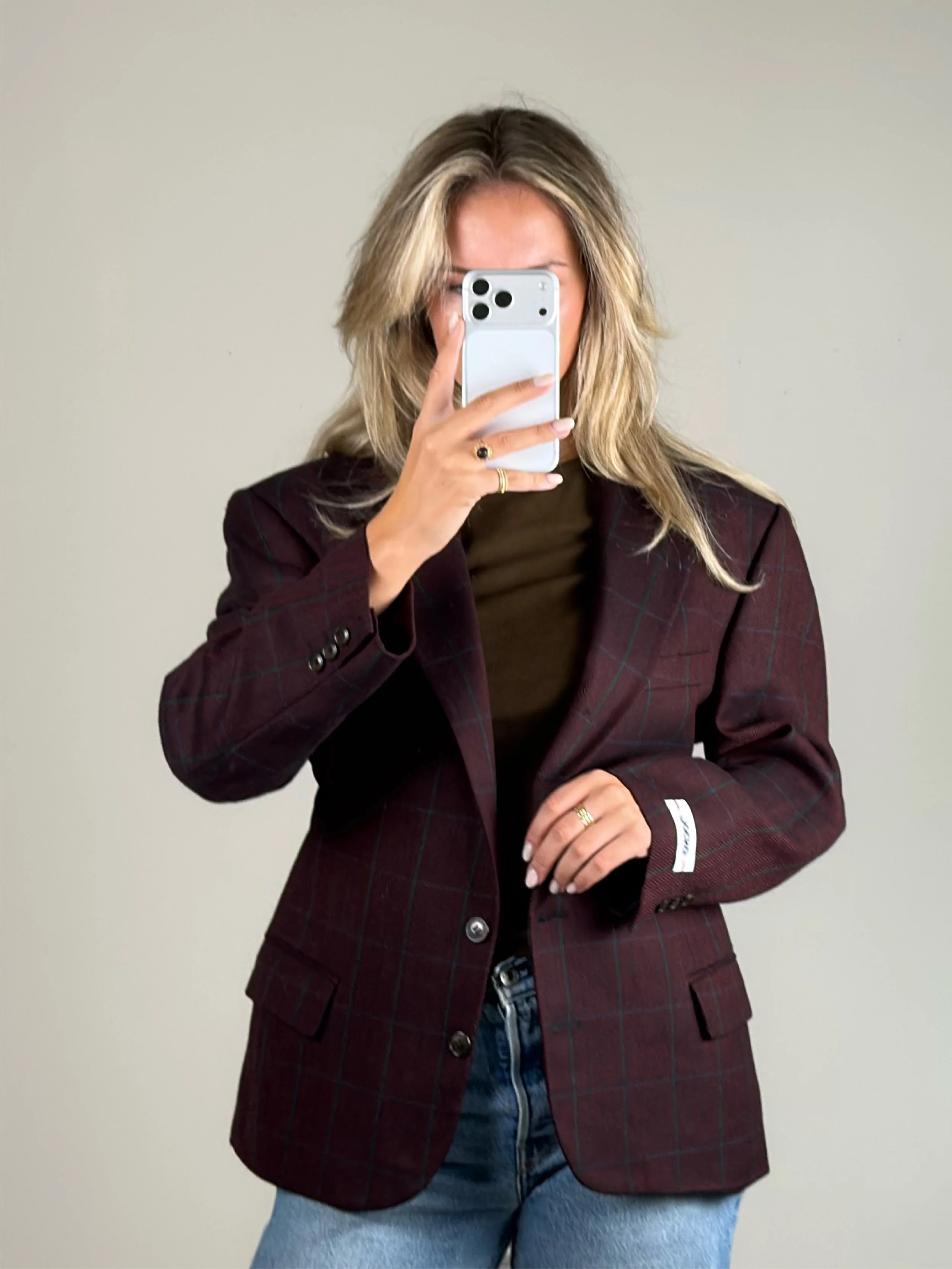 Sculpt - Aubergine Check | Remade blazer