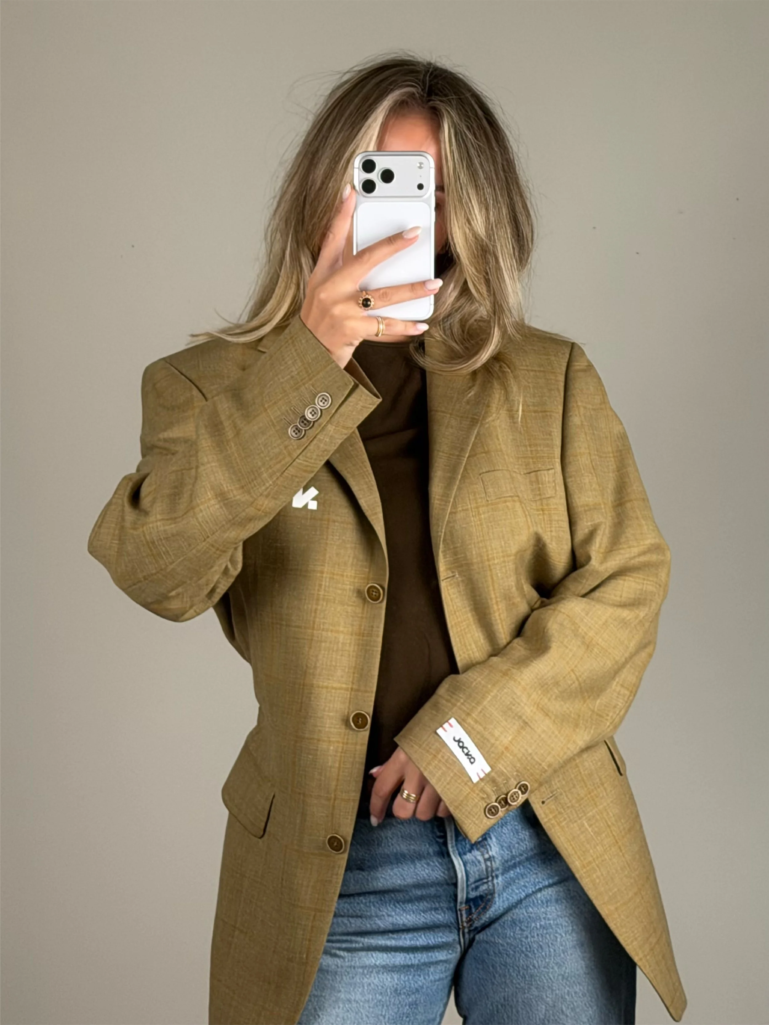 Sculpt - Warm Vanilla Check | Remade blazer