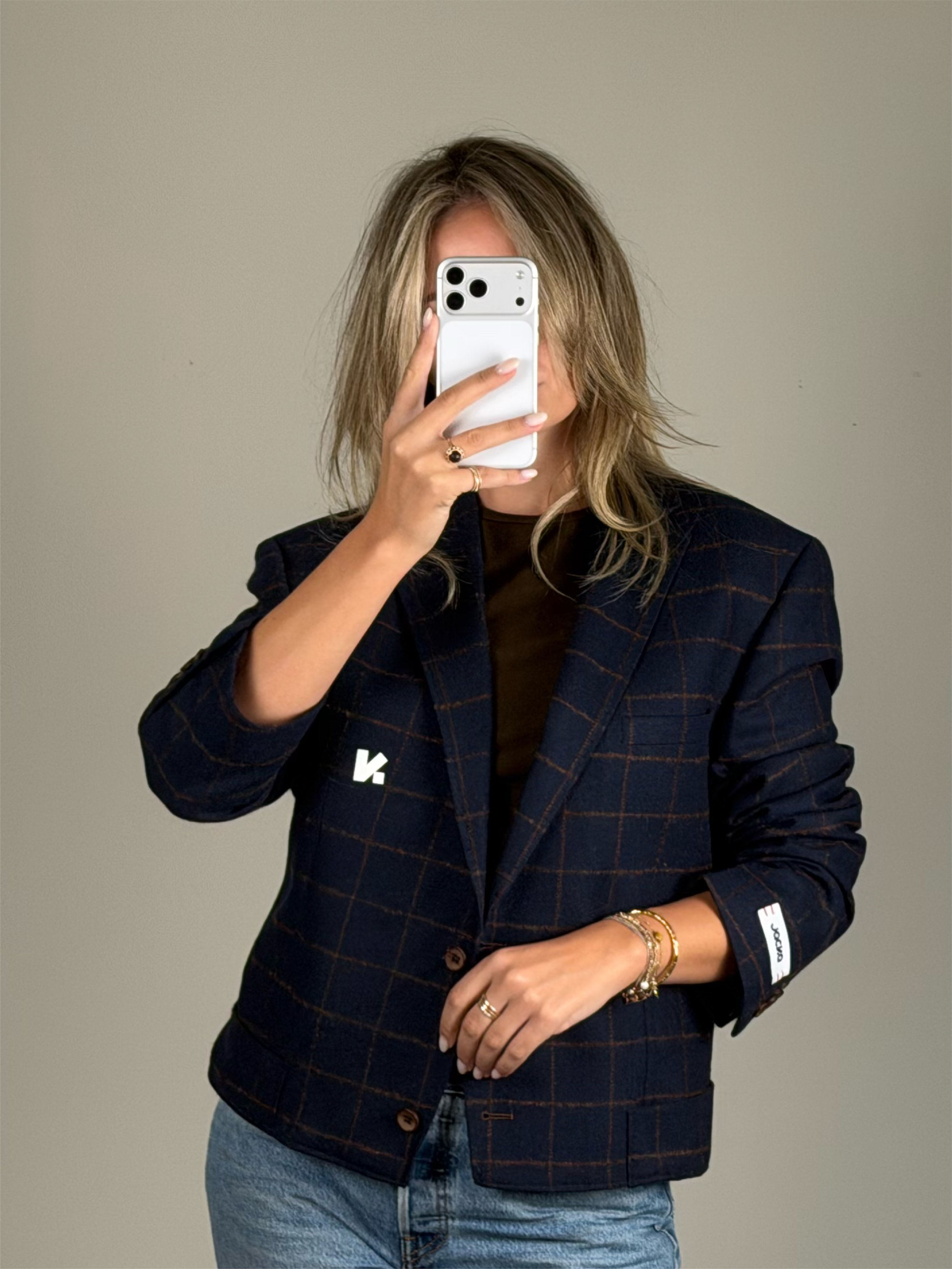 Crop - Royal Blue Check | Remade blazer