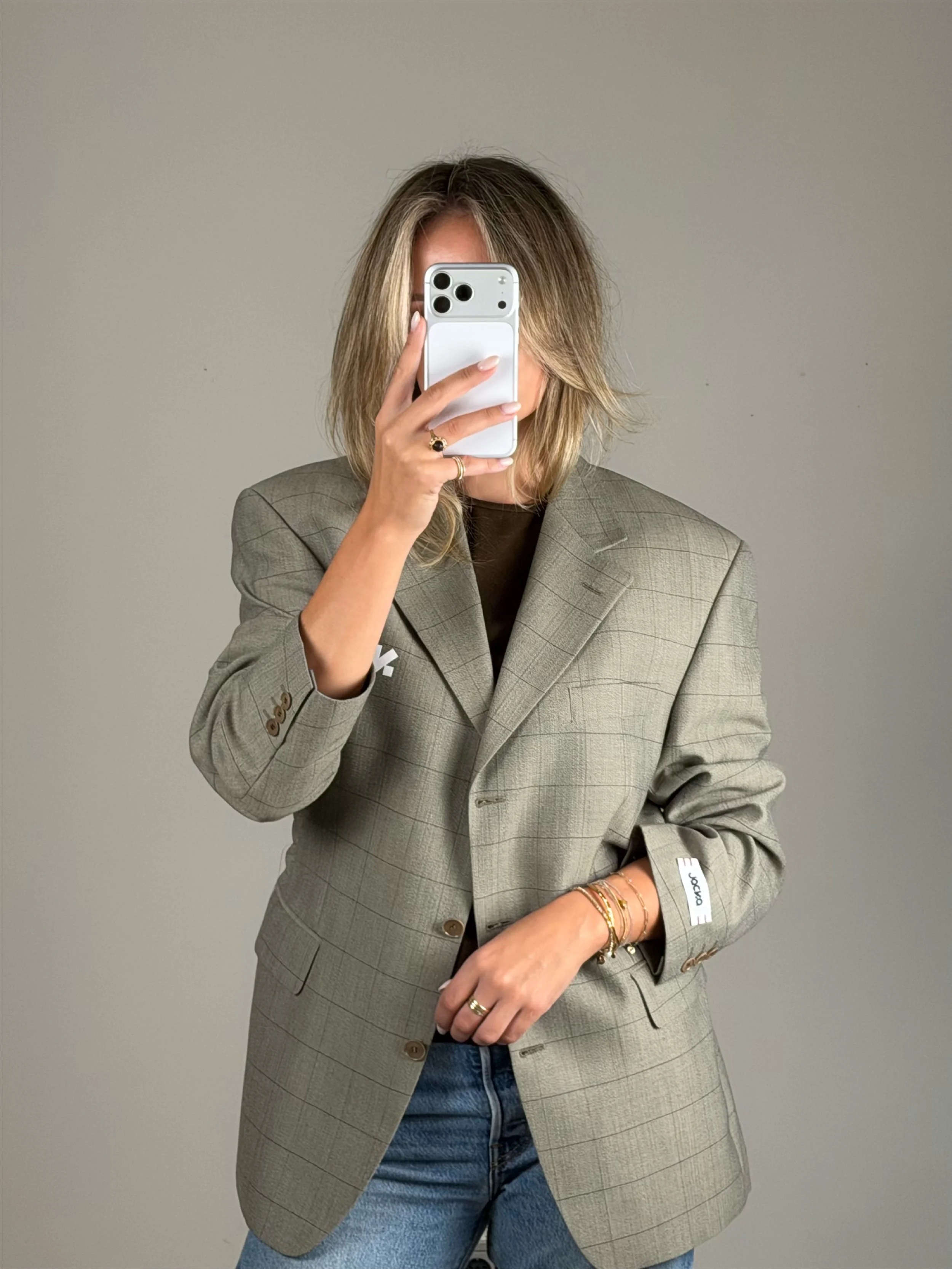 Sculpt - Warm Grey Check | Remade blazer