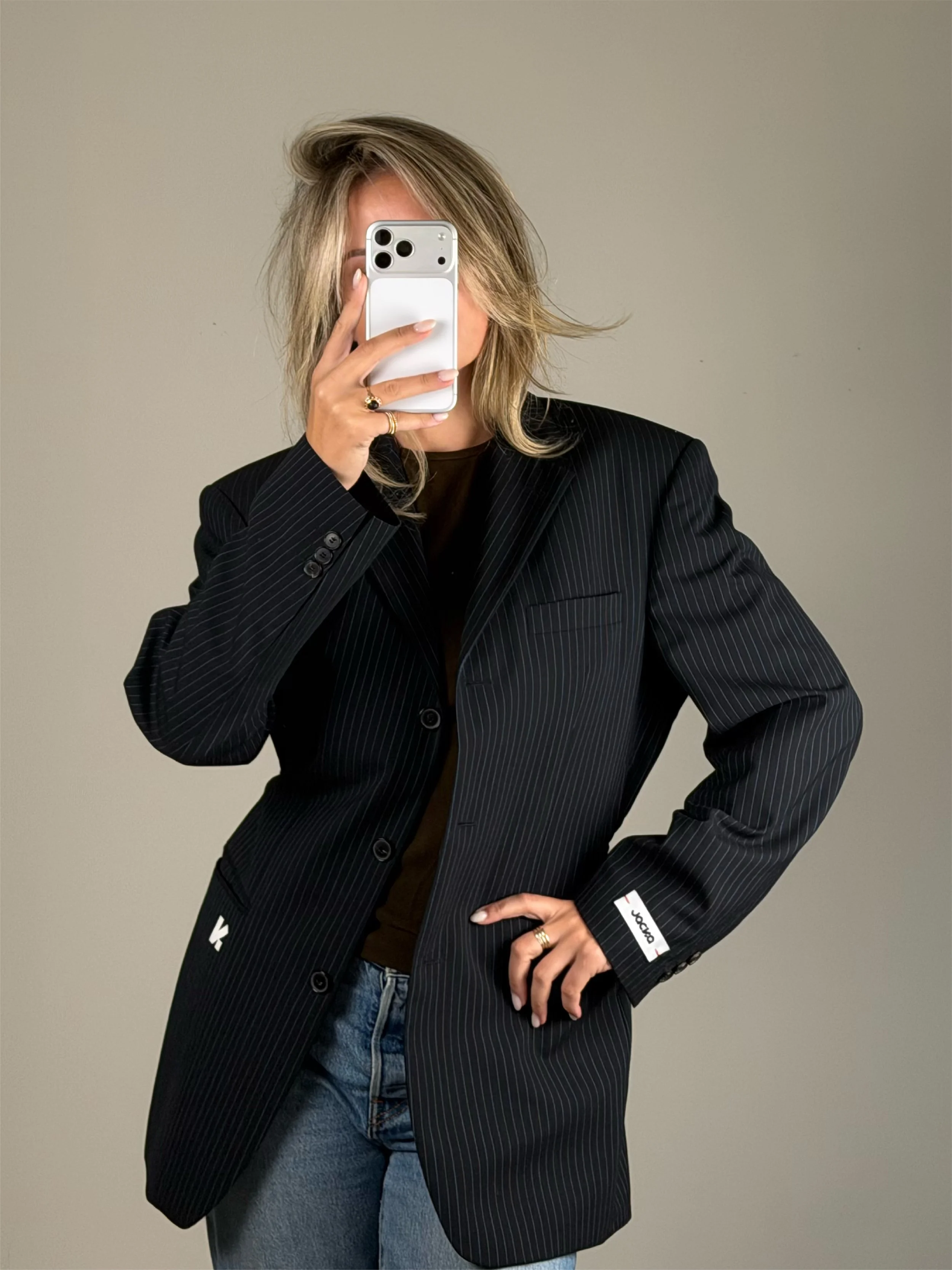 Sculpt -  Deep Blue Soft Pinstripe | Remade blazer