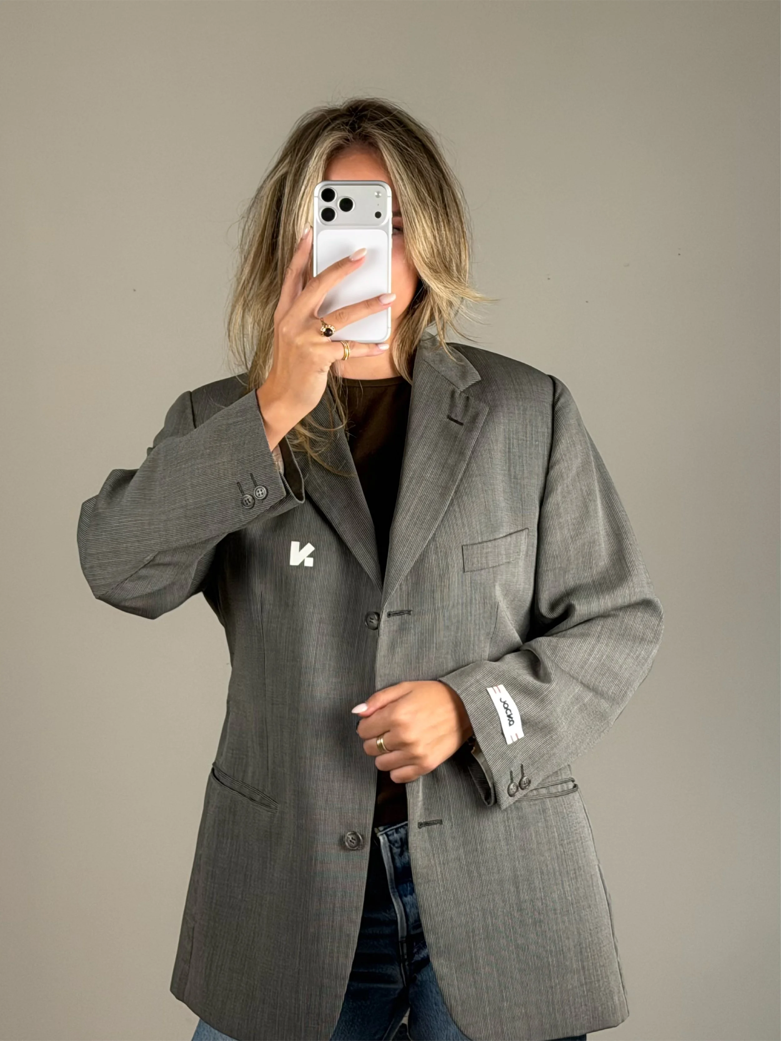 Sculpt -  Fossil Grey Stripe | Remade blazer