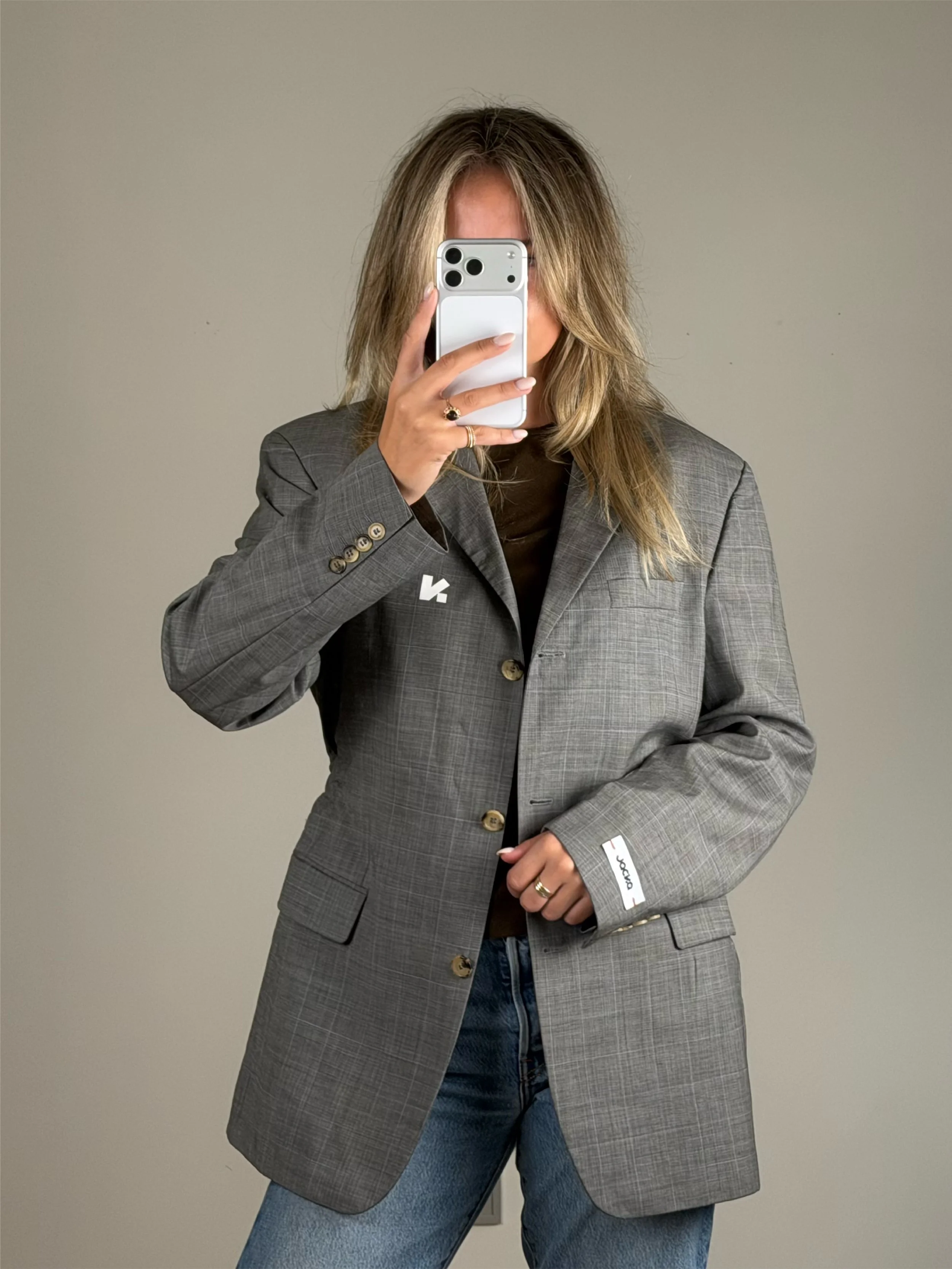 Sculpt - Melange Grey Check | Remade blazer