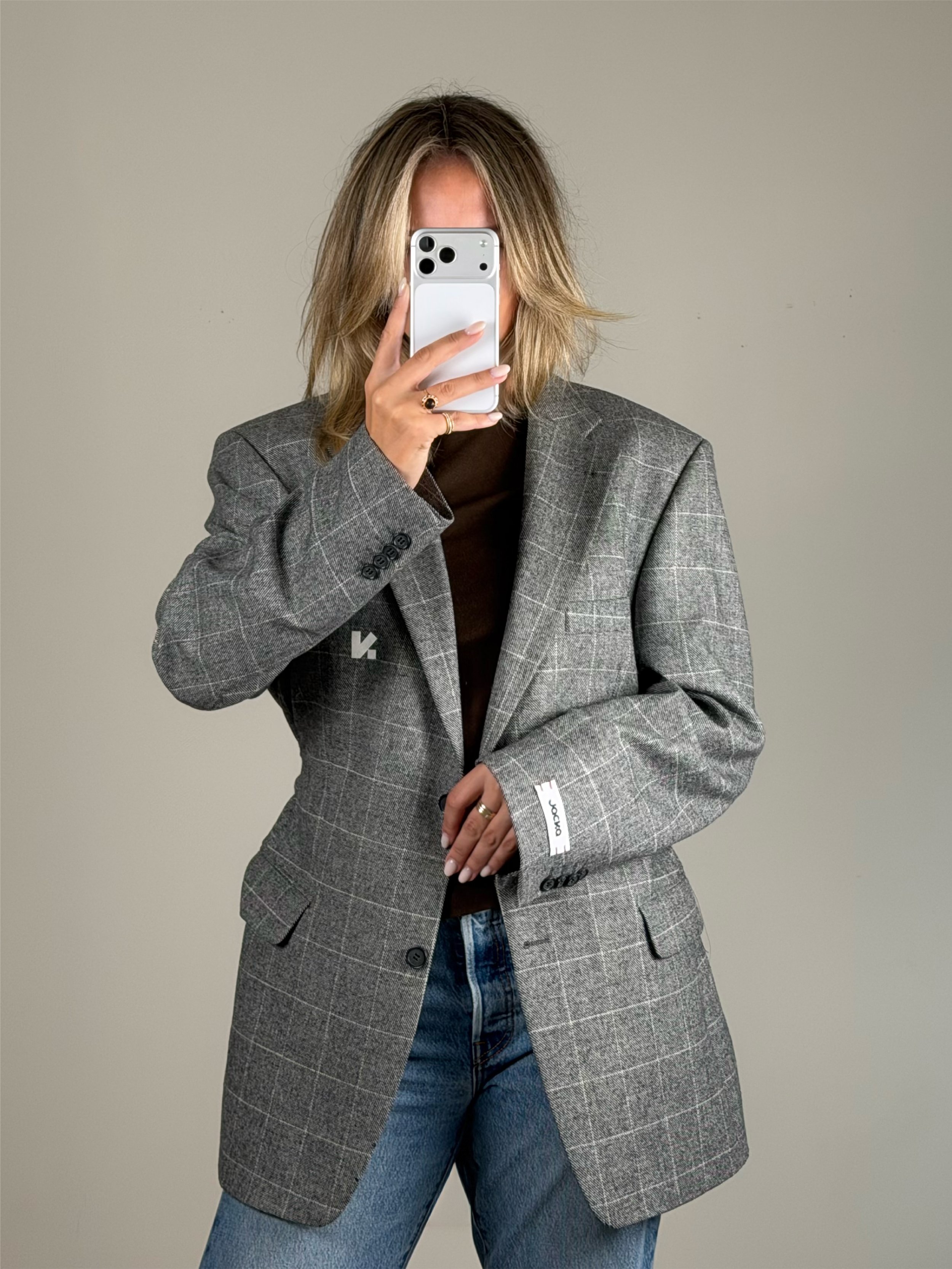 Sculpt - Mid Grey Check | Remade blazer