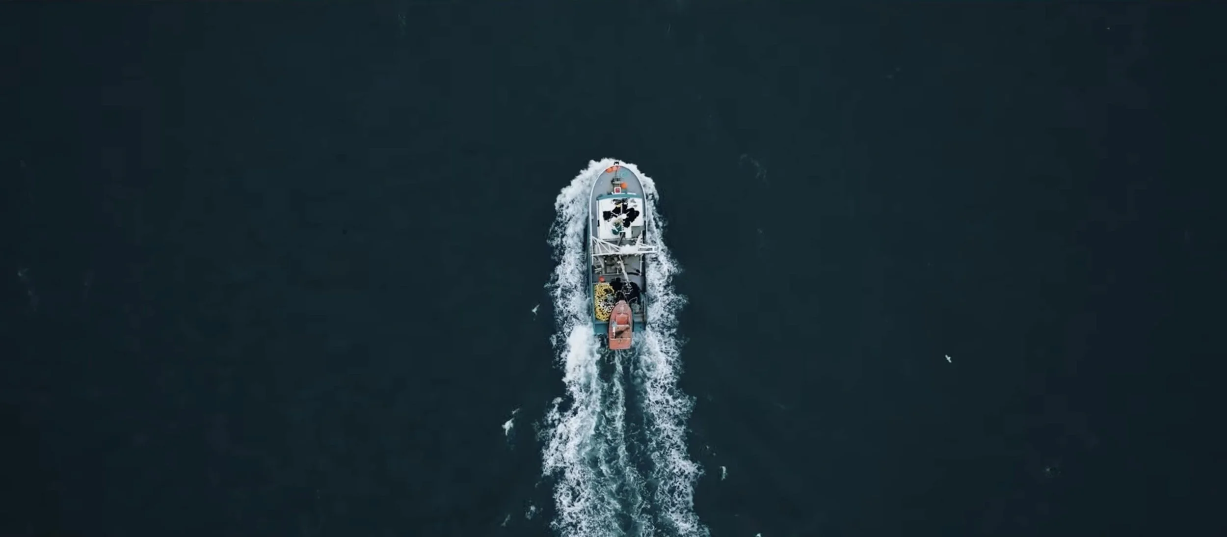 Fishing boat drone aerial