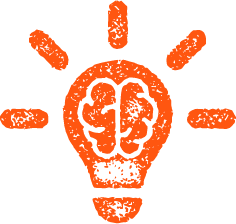 Illustration of a light bulb with a brain inside, symbolizing a bright idea or creativity.