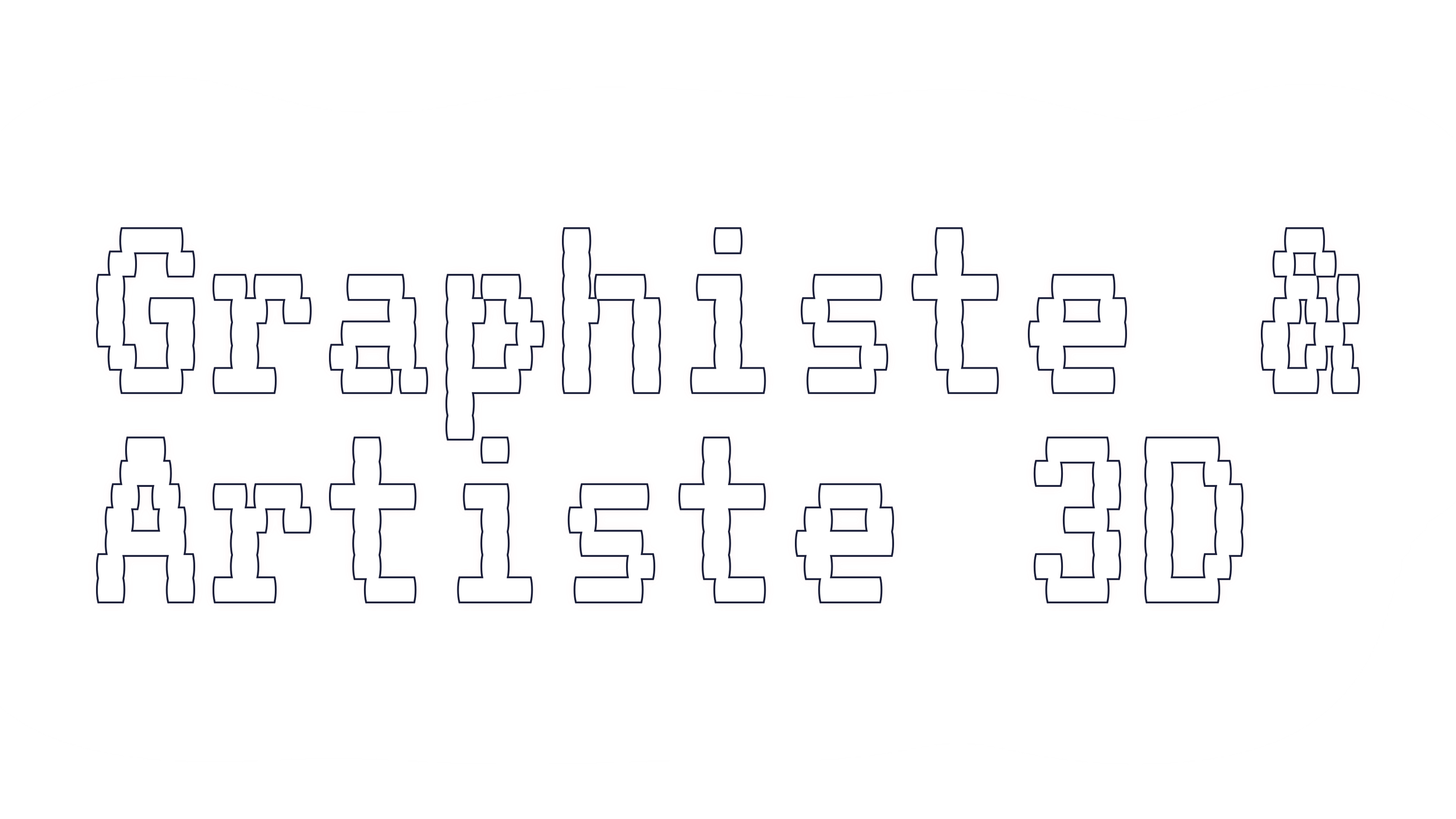 Titre du site "Graphiste et Artiste 3D" écrit en police pixélisée