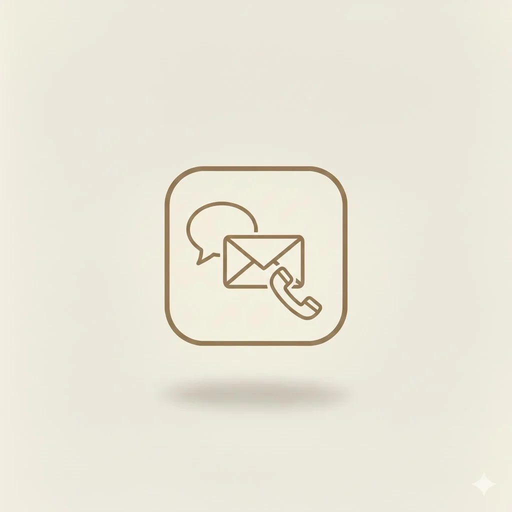 Icône représentant une conversation, un courrier et un téléphone