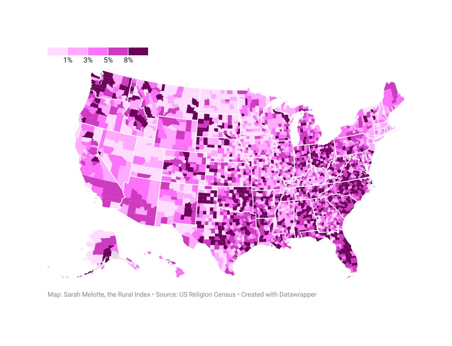 The Geography of Non-Denominational Christianity, The Daily Yonder