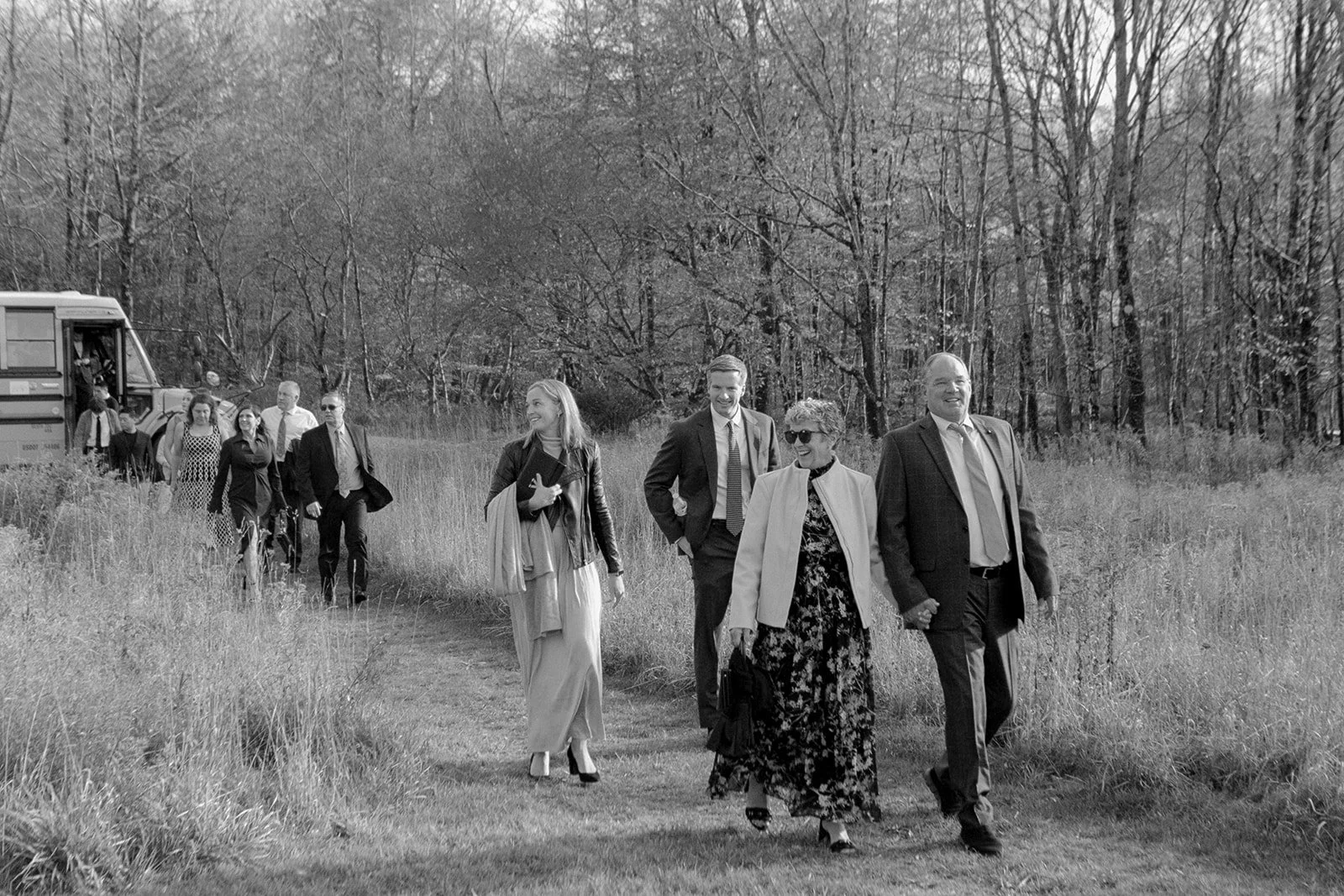 guests arriving at handsome hollow from the shuttle