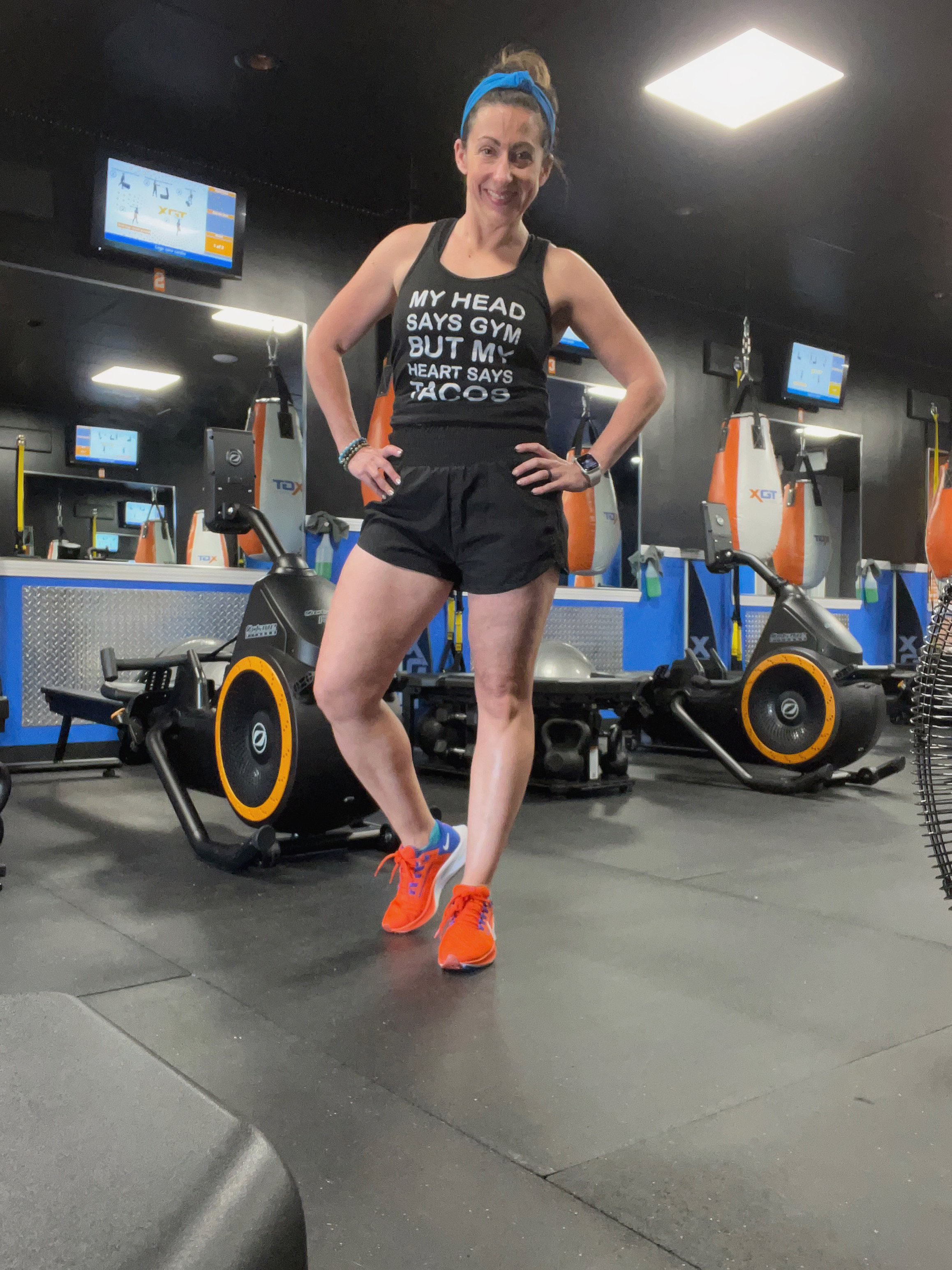 Michelle Chase after a fitness session, showing how movement and mind-body practices support women in managing stress, rebuilding confidence, and navigating career transitions.
