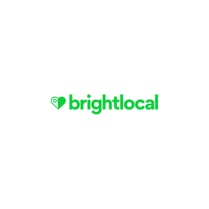 BrightLocal logo in green with a location pin icon.