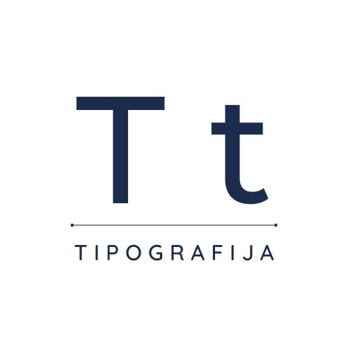 A logo with large letters 'T' and 't' and the word 'TIPOGRAFIJA' below, on a white background.