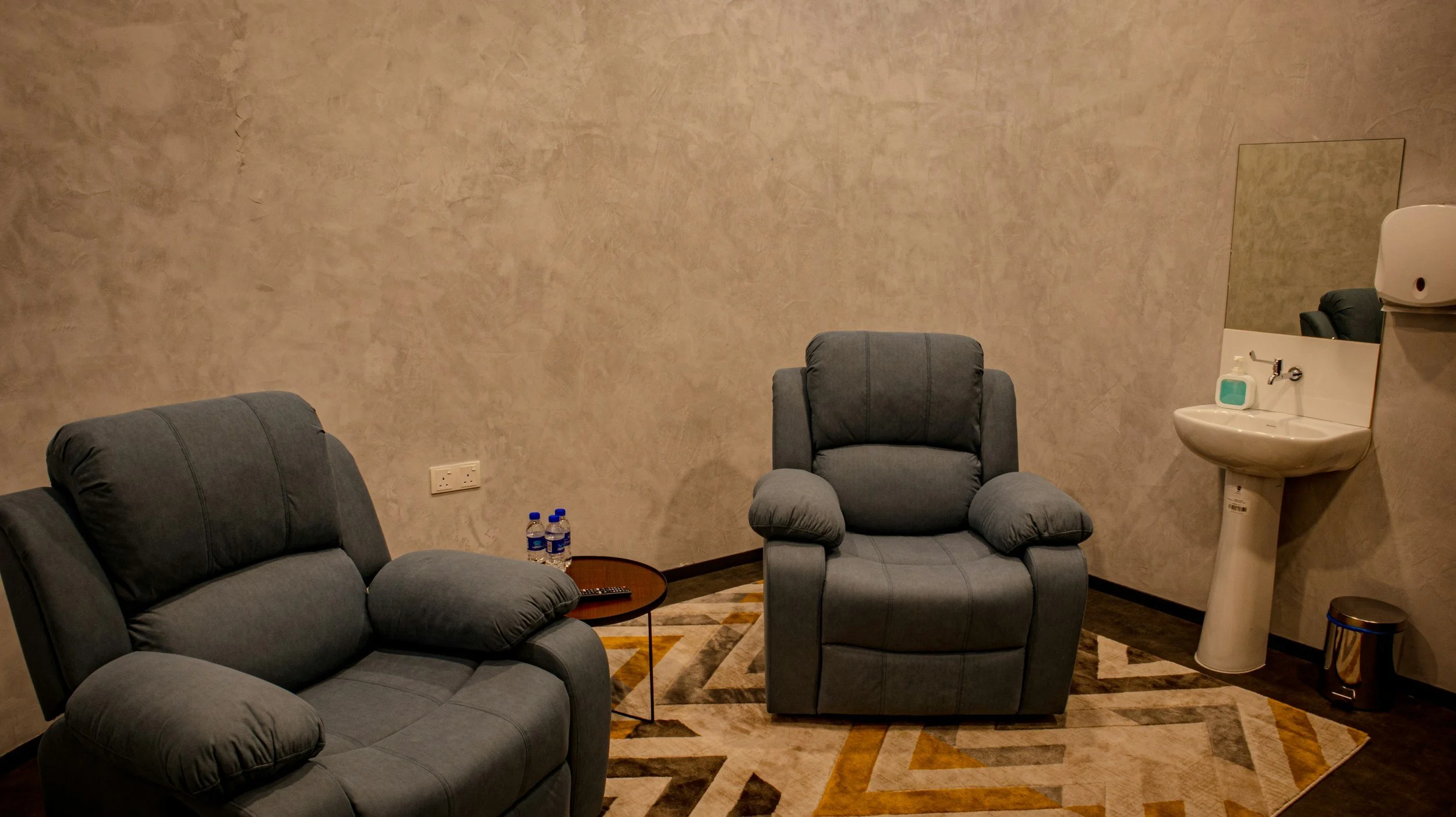 Quiet clinic waiting room designed for comfort and calm