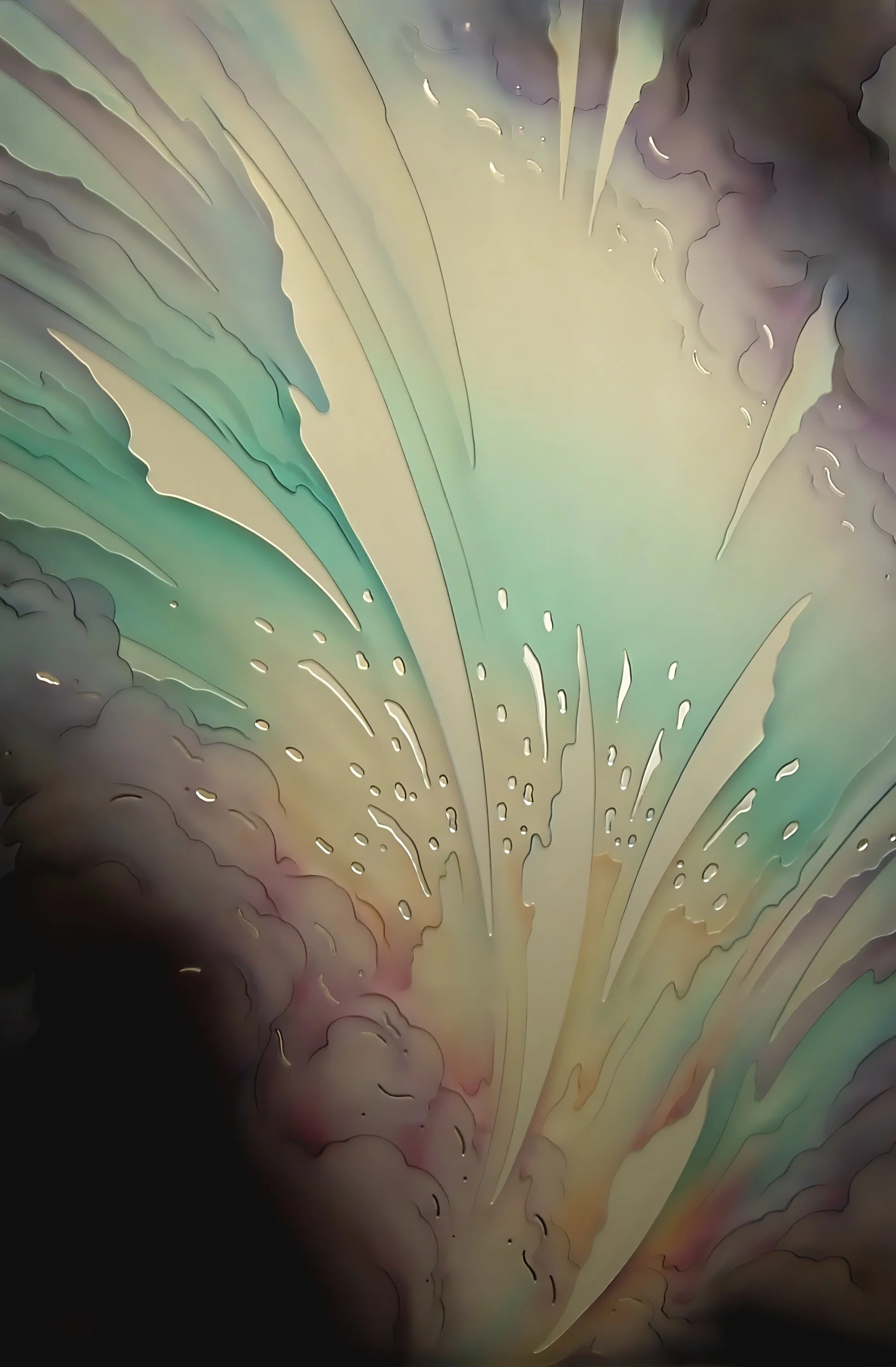 Carved and painyed abstract mirror Shards series by Michael Ray