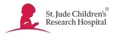Logo of St. Jude Children's Research Hospital featuring a silhouette of a child sitting and playing with a ball.