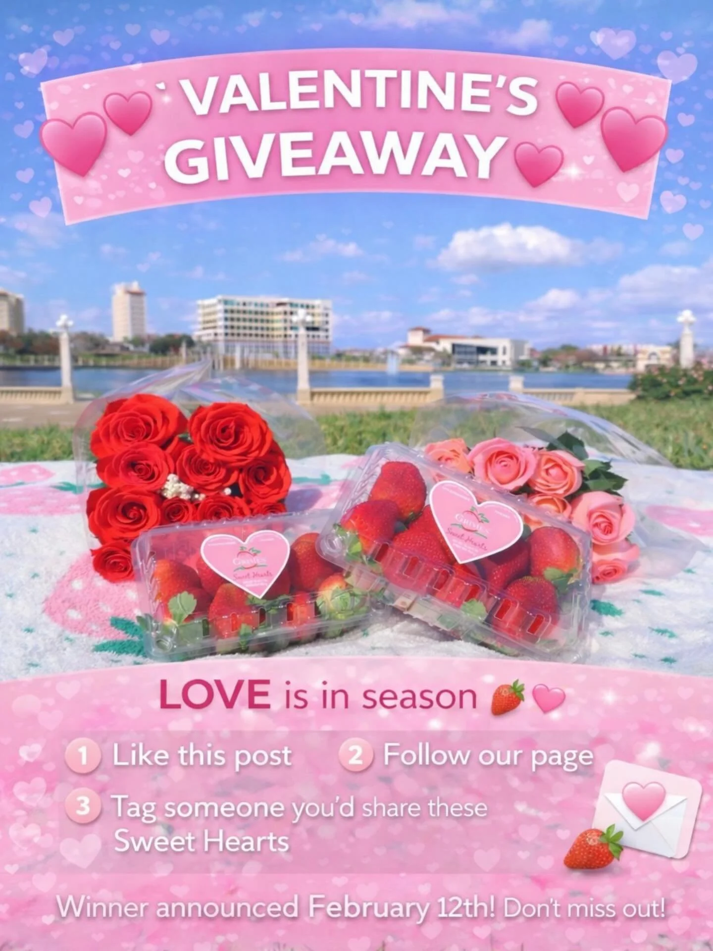 LOVE is in season 🍓💘

Out of state and in state consumers can participate!

To celebrate our Grimes Sweet Hearts label, we&rsquo;re giving away a 💕 Valentine&rsquo;s Day Gift Card 💕 to one lucky winner!

Perfect for surprising someone special (or