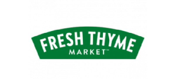 Green banner with the words "FRESH THYME" written in black text.