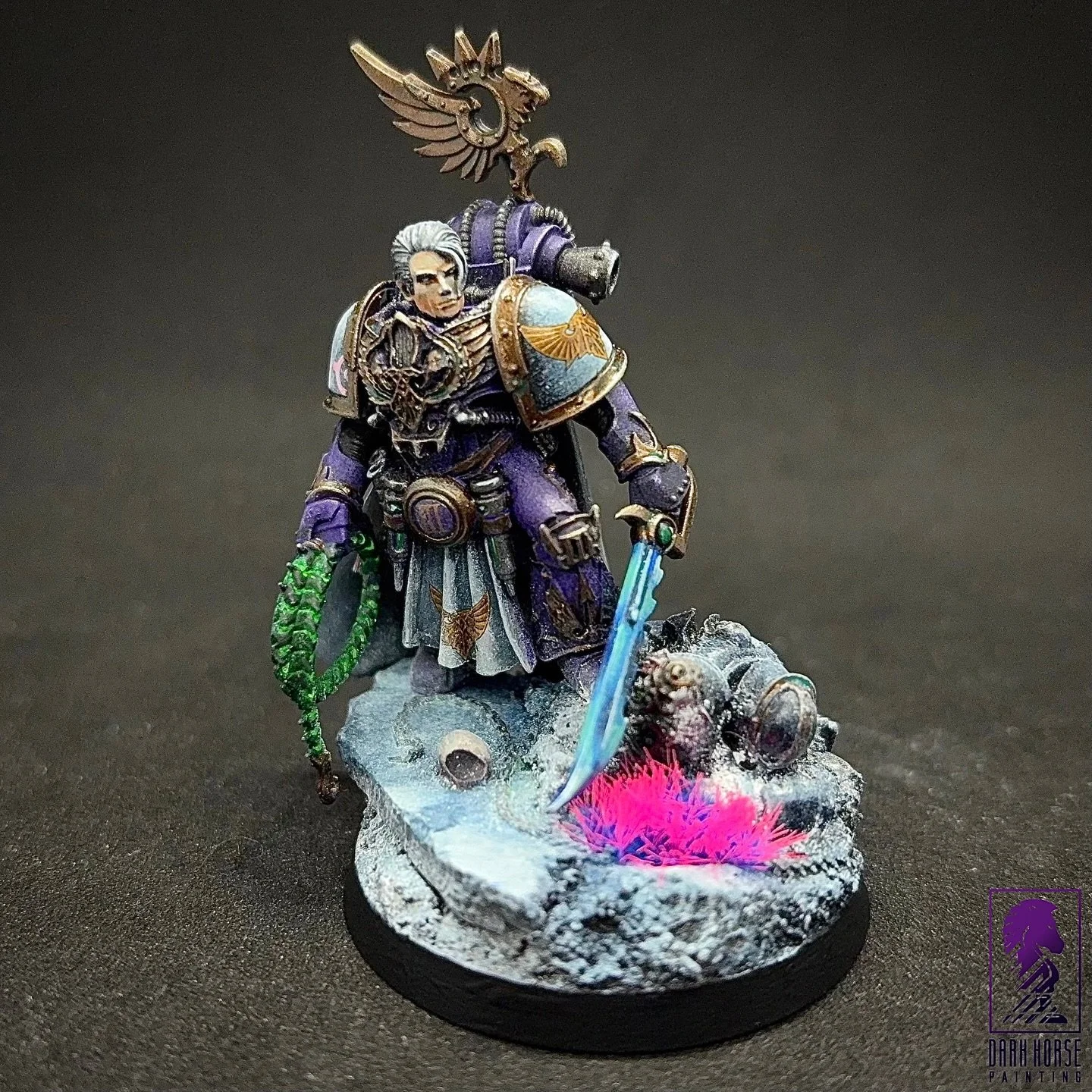 Clavius, Champion of the 36th Company, Emperor&rsquo;s Children. This model was originally meant to be my Praetor, but he got a slight demotion for another guy I am working on now.

#emperorschildren #emperorschildren30k #legionchampion #hardforheres