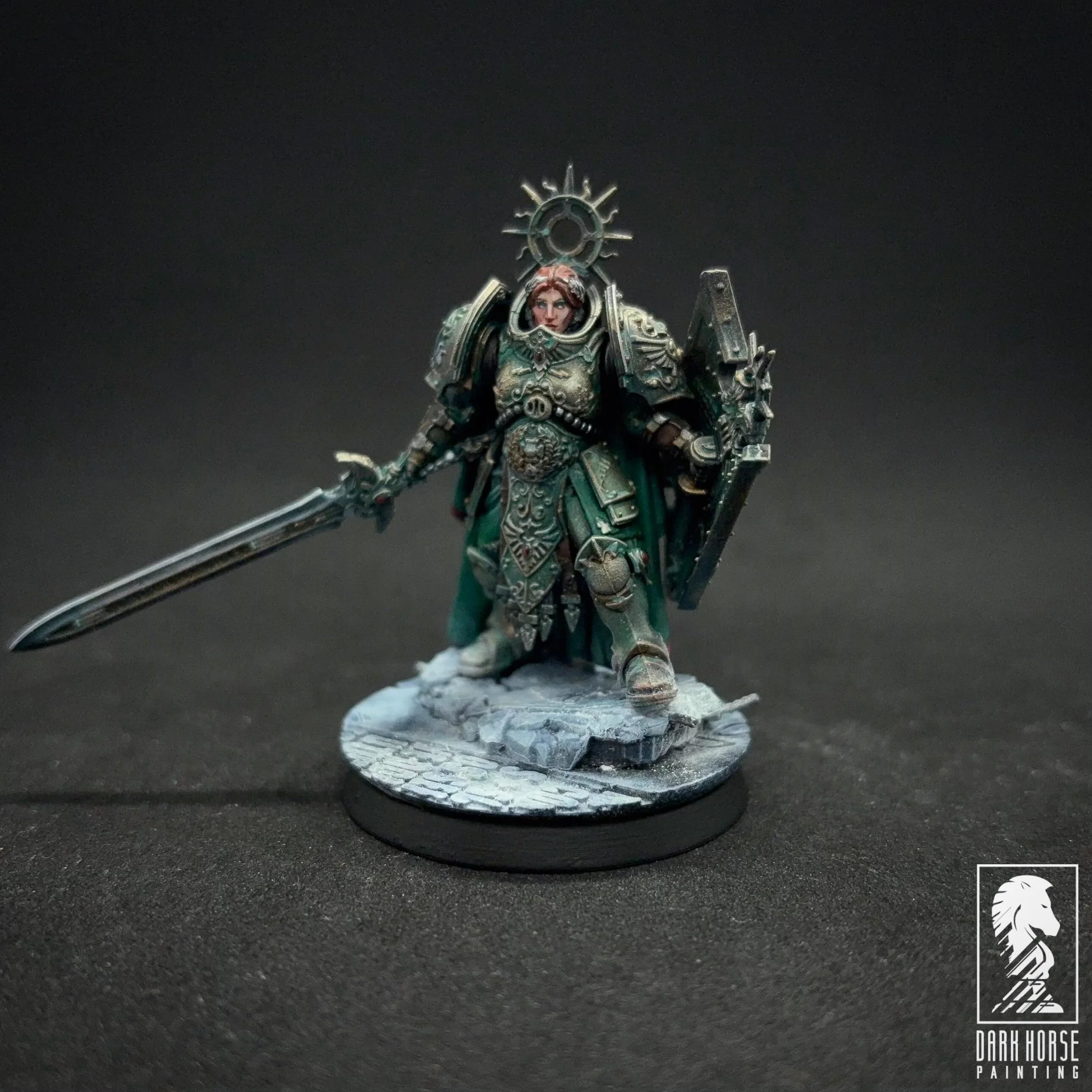 To reiterate: My hobby mojo has been relatively low lately. I have been very slowly working out my fourth or fifth Custodes scheme over the last several years, and one I am finally happy with.

I went for an oxidized bronze, using a modified version 