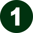 Number 1 on a green circular background.