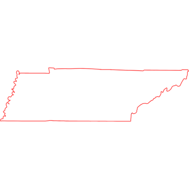 Outline of the state of Oklahoma in red.