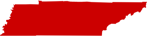 Outline of the state of Tennessee in red.