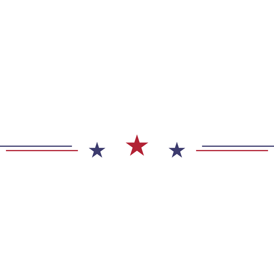 Text stating '1st Annual Red, White, and Blue Golf Classic' with three stars, one red in the center and two blue on each side, against a black background.