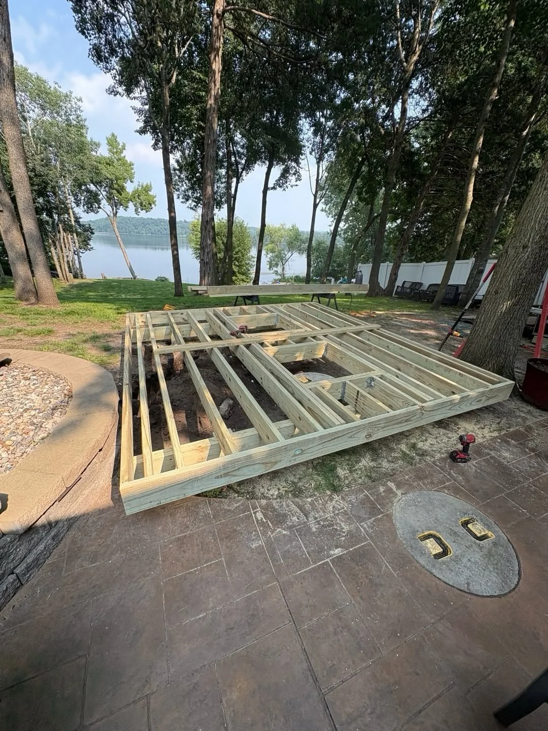 New London deck framing in progress before the deck boards were installed