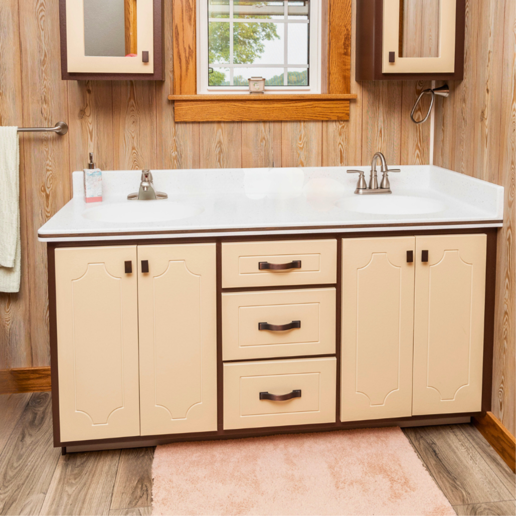 High-Density Polyethylene Double Vanity with Built-In Mirrors & Valance