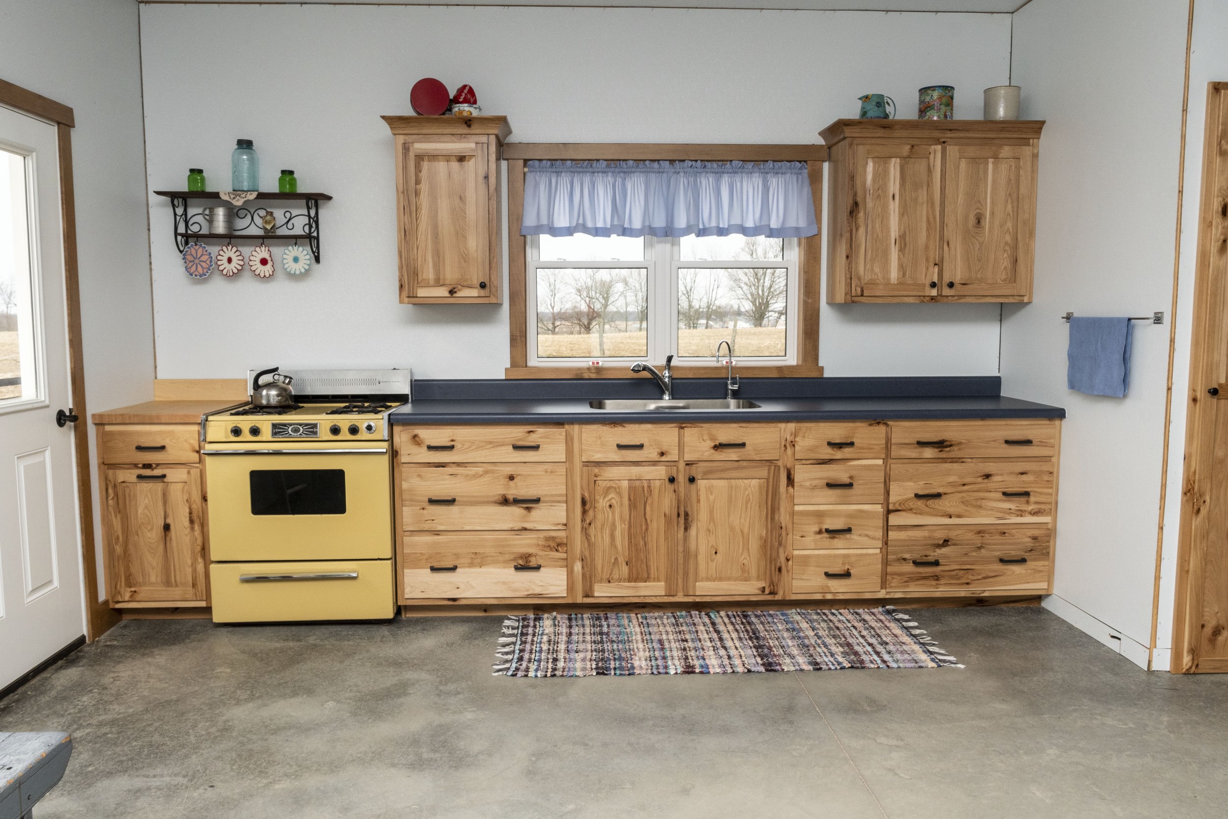Natural Rustic Hickory Kitchen with Butcher Block Counter & Large ...