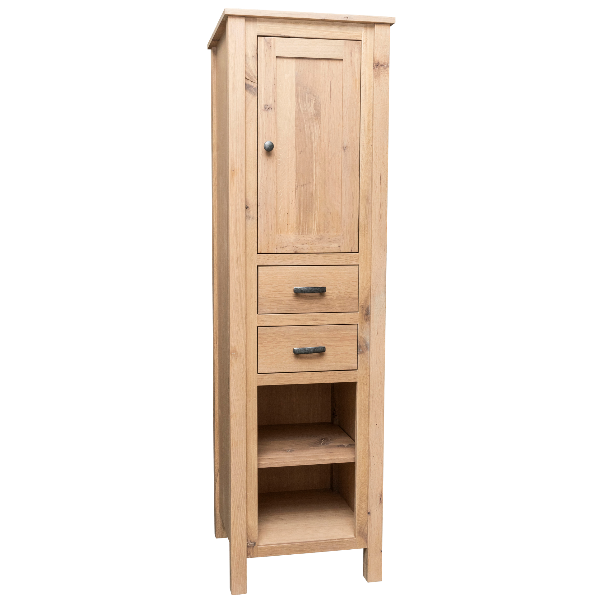 Linen storage cabinet made out of rustic quarter sawn white oak