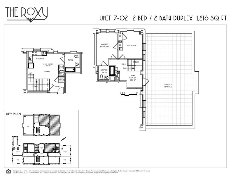 Apartment floor plan for The Roxy, two bedroom, 1,540 square feet.