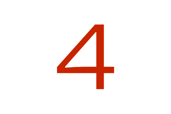 Número 4 en color rojo sobre fondo negro.