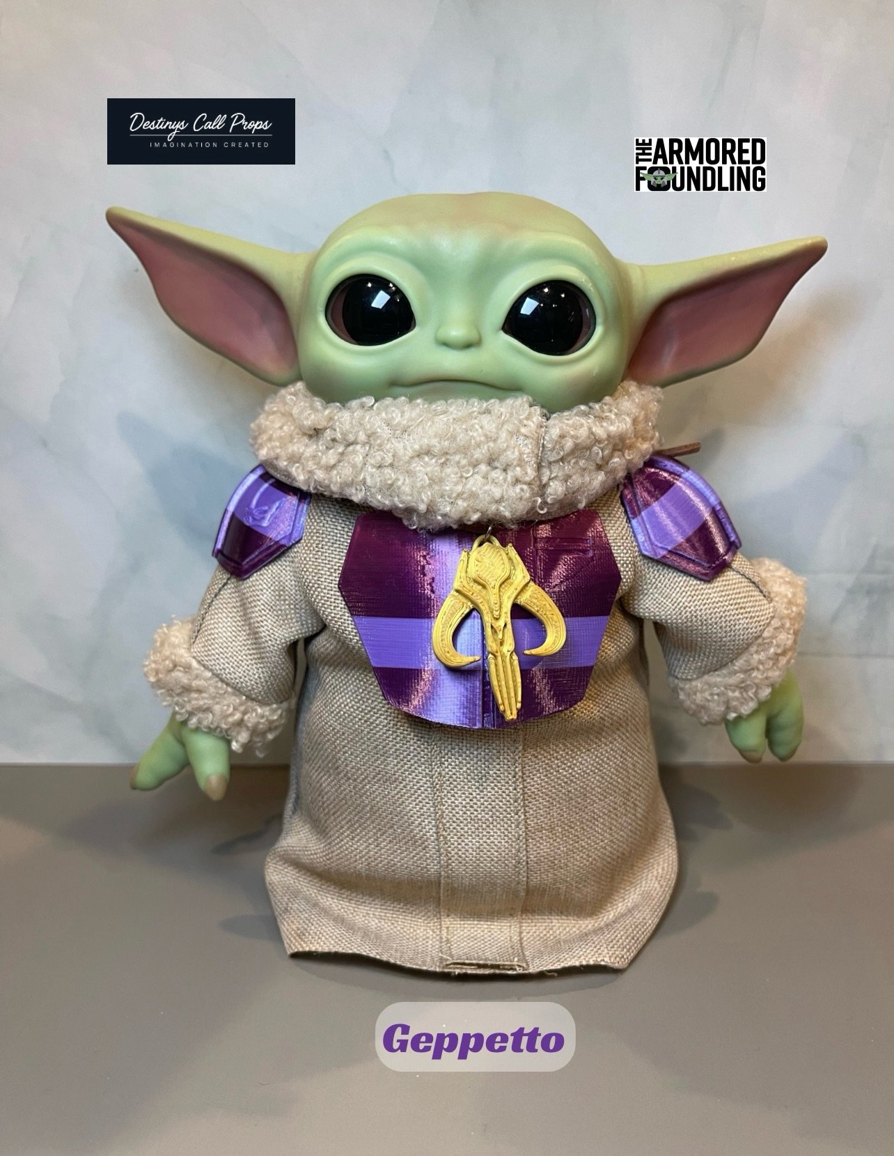 Meet Geppetto the Tinylorian! He is the Master of strings and puppets. He comes in full armor including his Jetpack. 

He is now available at: DestinysCallProps.com. 

#geppetto #foundling #mandalorian #pinnochio #puppetmaster