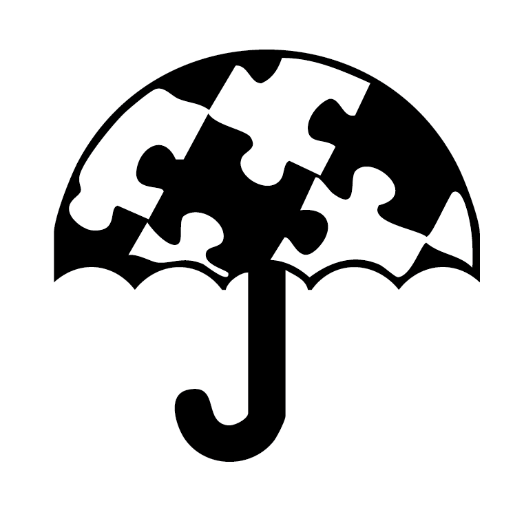 Silhouette of an umbrella with puzzle piece pattern