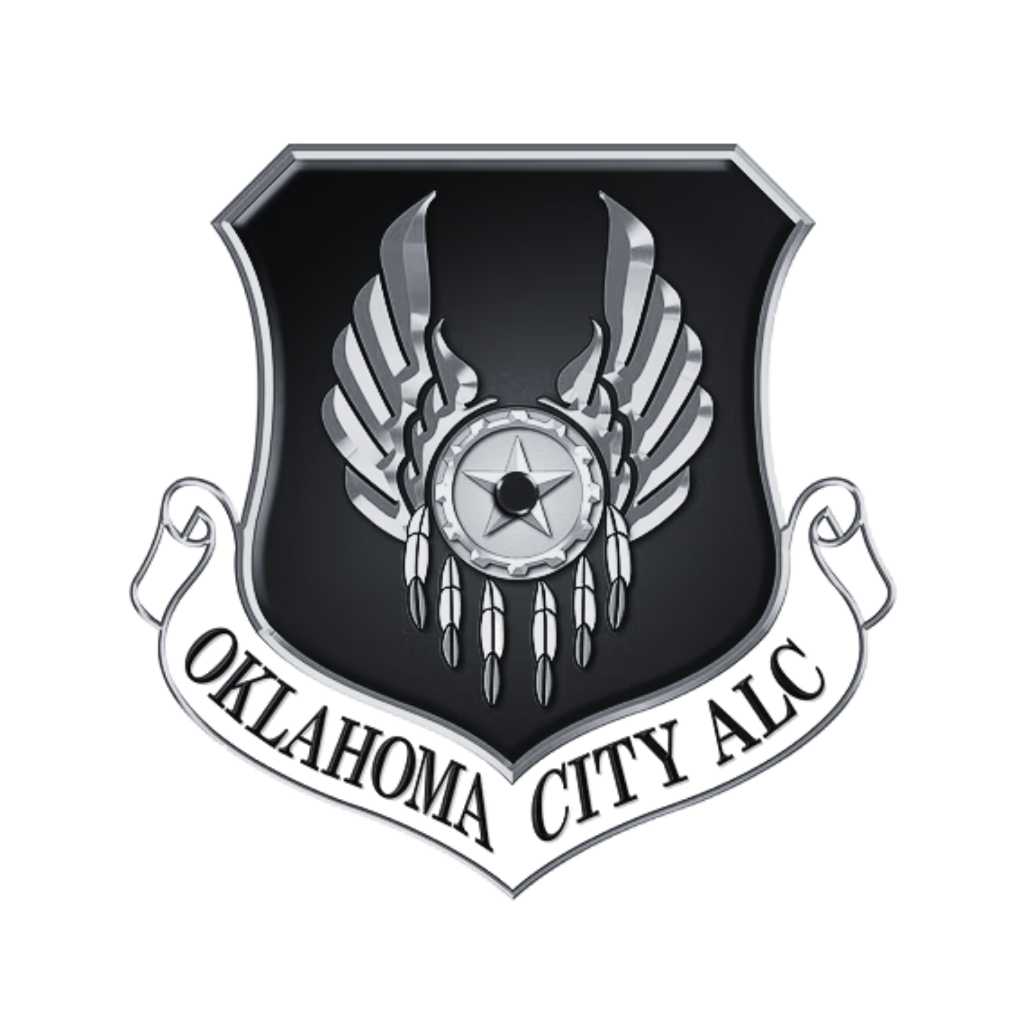 Police badge with a star in the center, wings above, and a banner with the word 'POLICE' at the bottom.