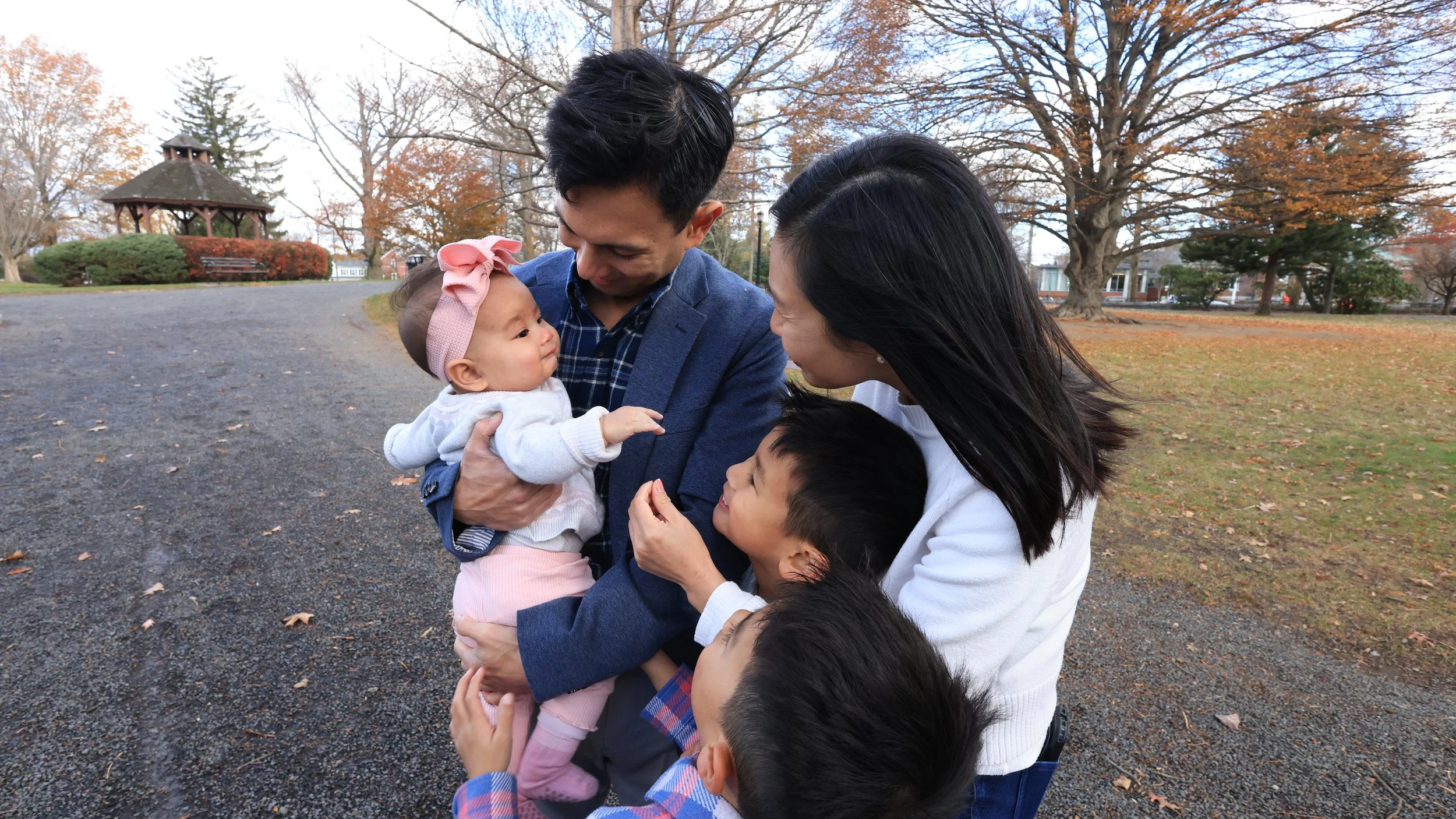 Indra Sen with his family in Ballard Park in Ridgefield, CT