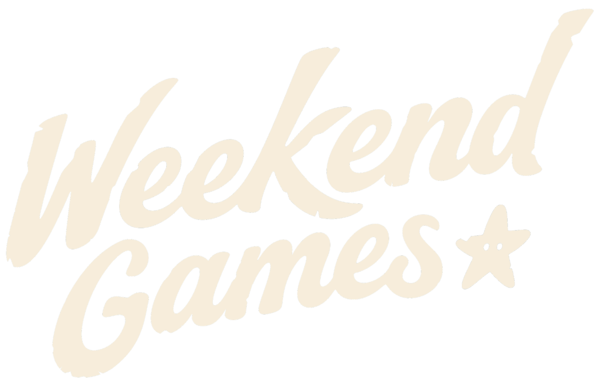 Text reads 'WEEKEND GAMES' in a bold, cursive font with a small star at the bottom right.
