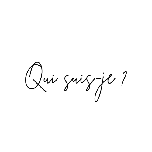 Une image avec le texte 'Qui suis-je ?' écrit en cursive sur fond noir.