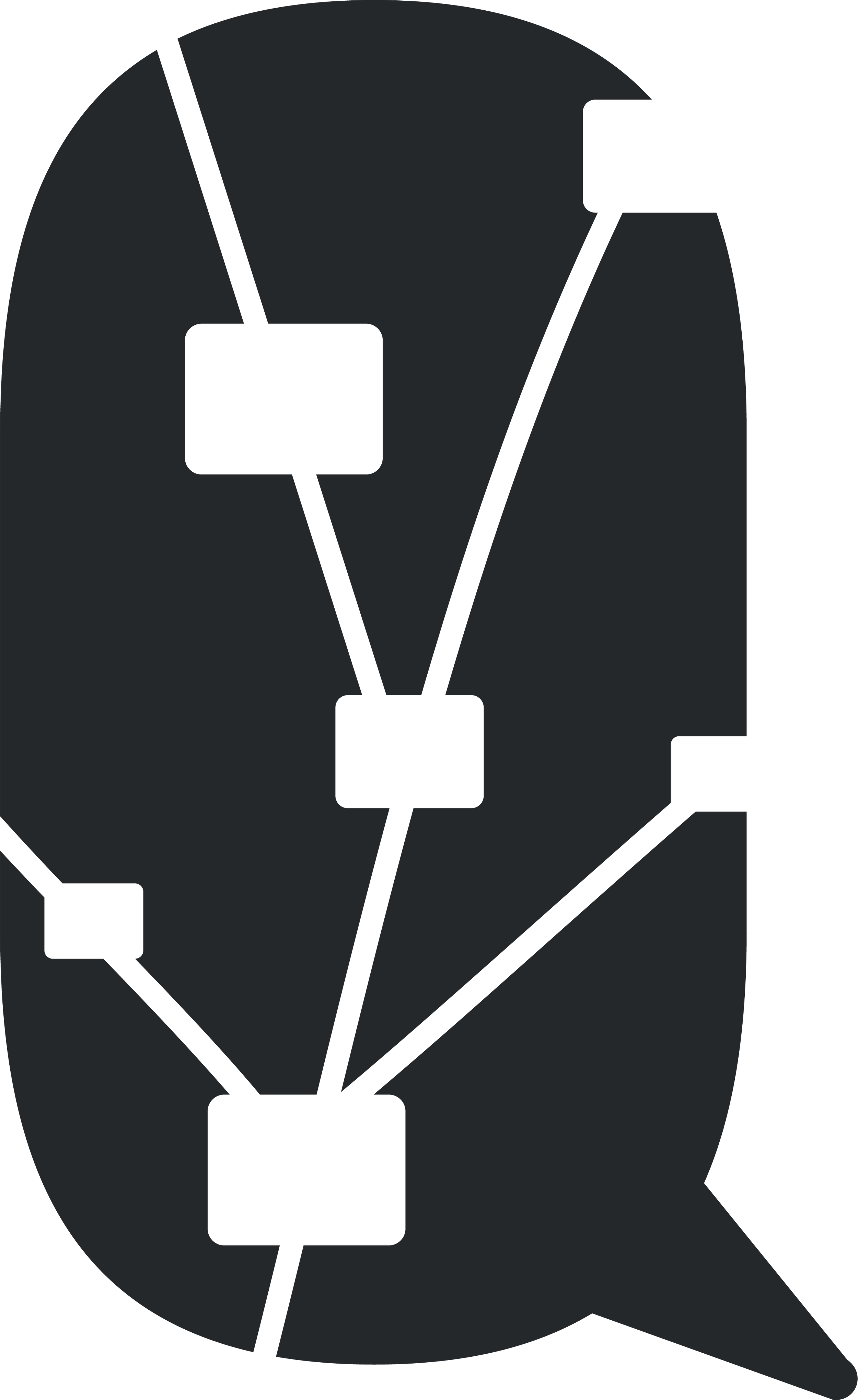 Silhouette of a person wearing a suit with a dotted line connecting various icons representing communication, settings, and collaboration.