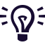 Icon of a lightbulb with lines radiating, symbolizing an idea or innovation