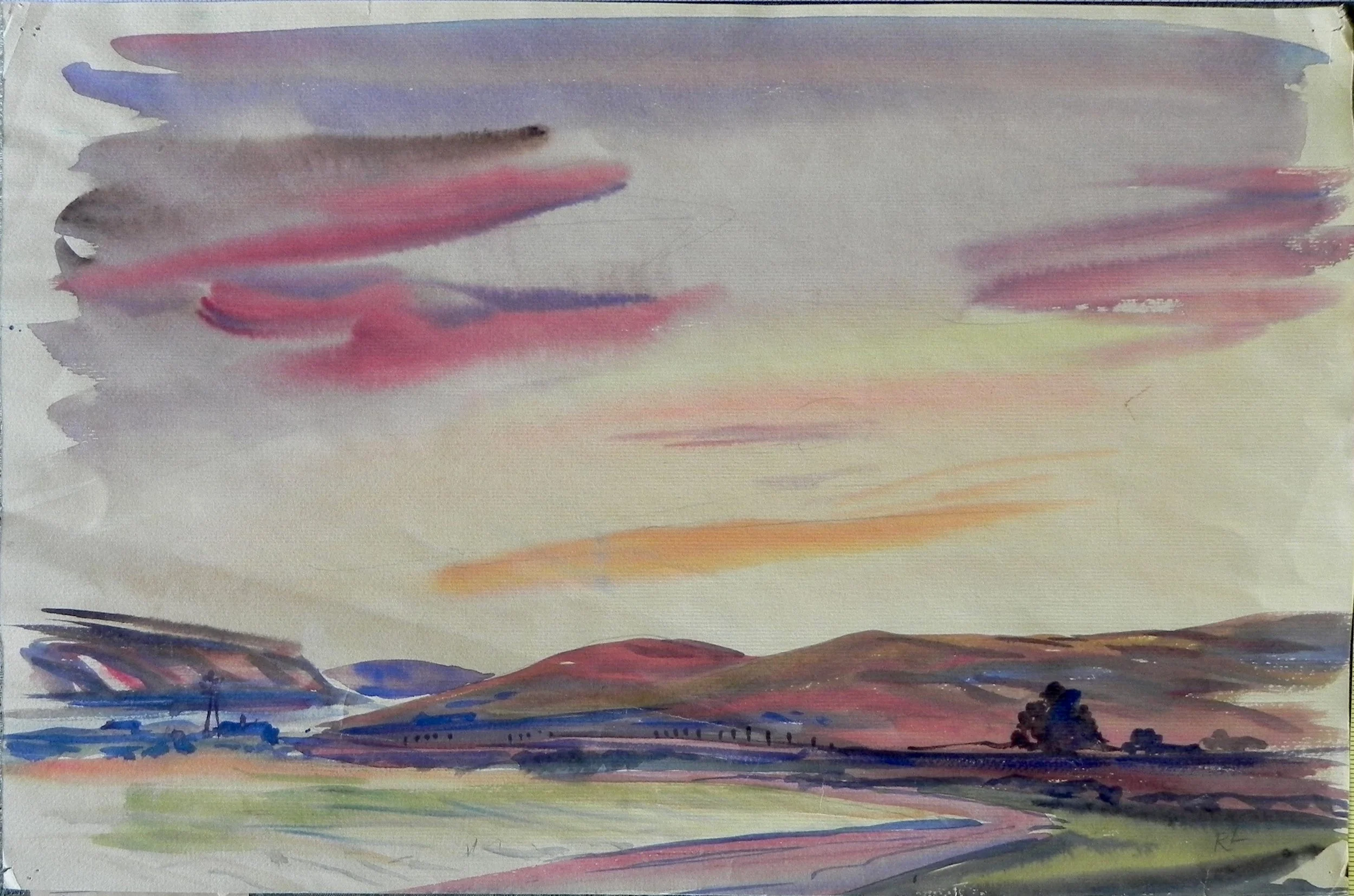 Watercolor. 11 ¾ x 18”