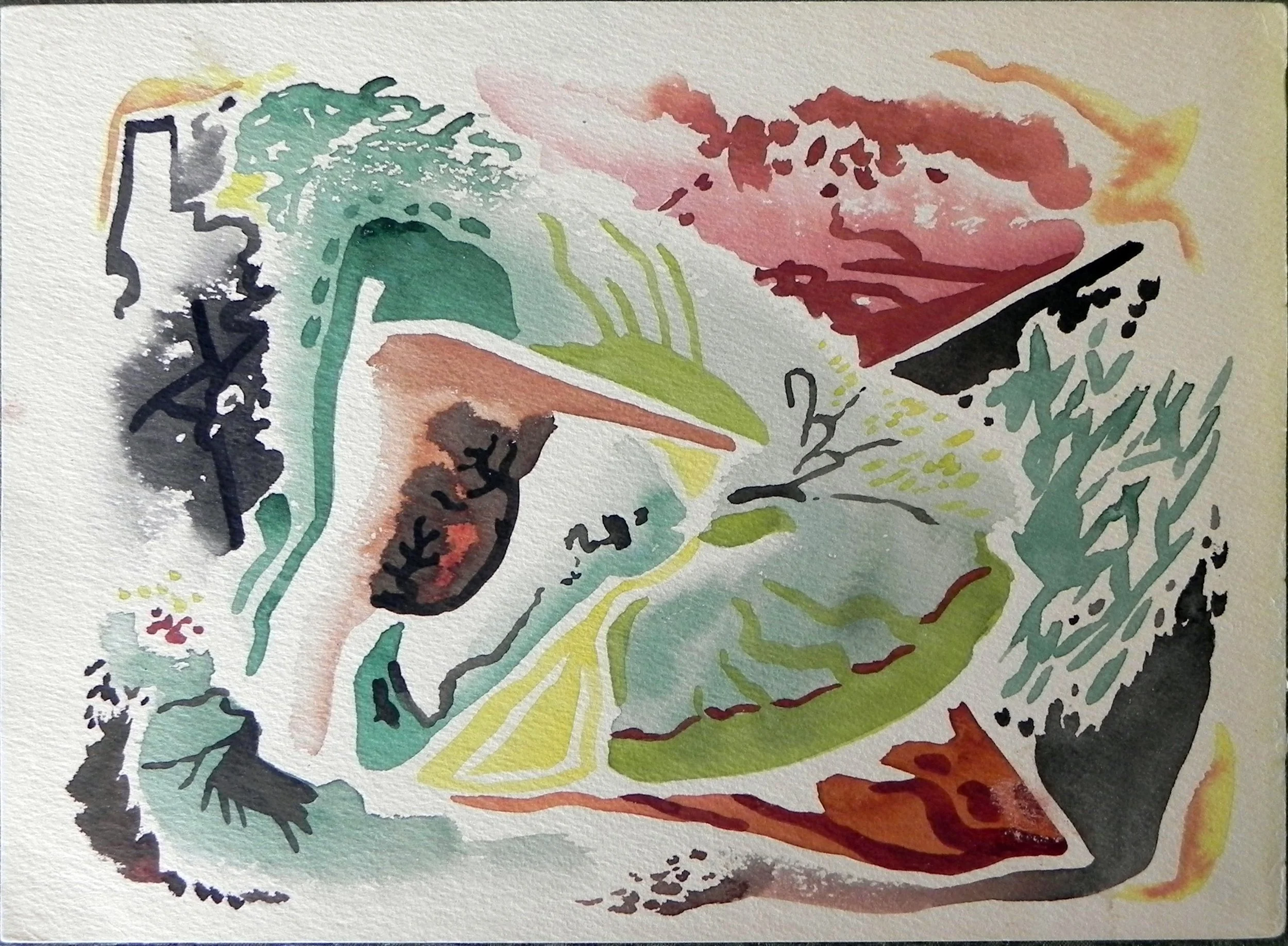 Watercolor. 8 ¾ x 12”