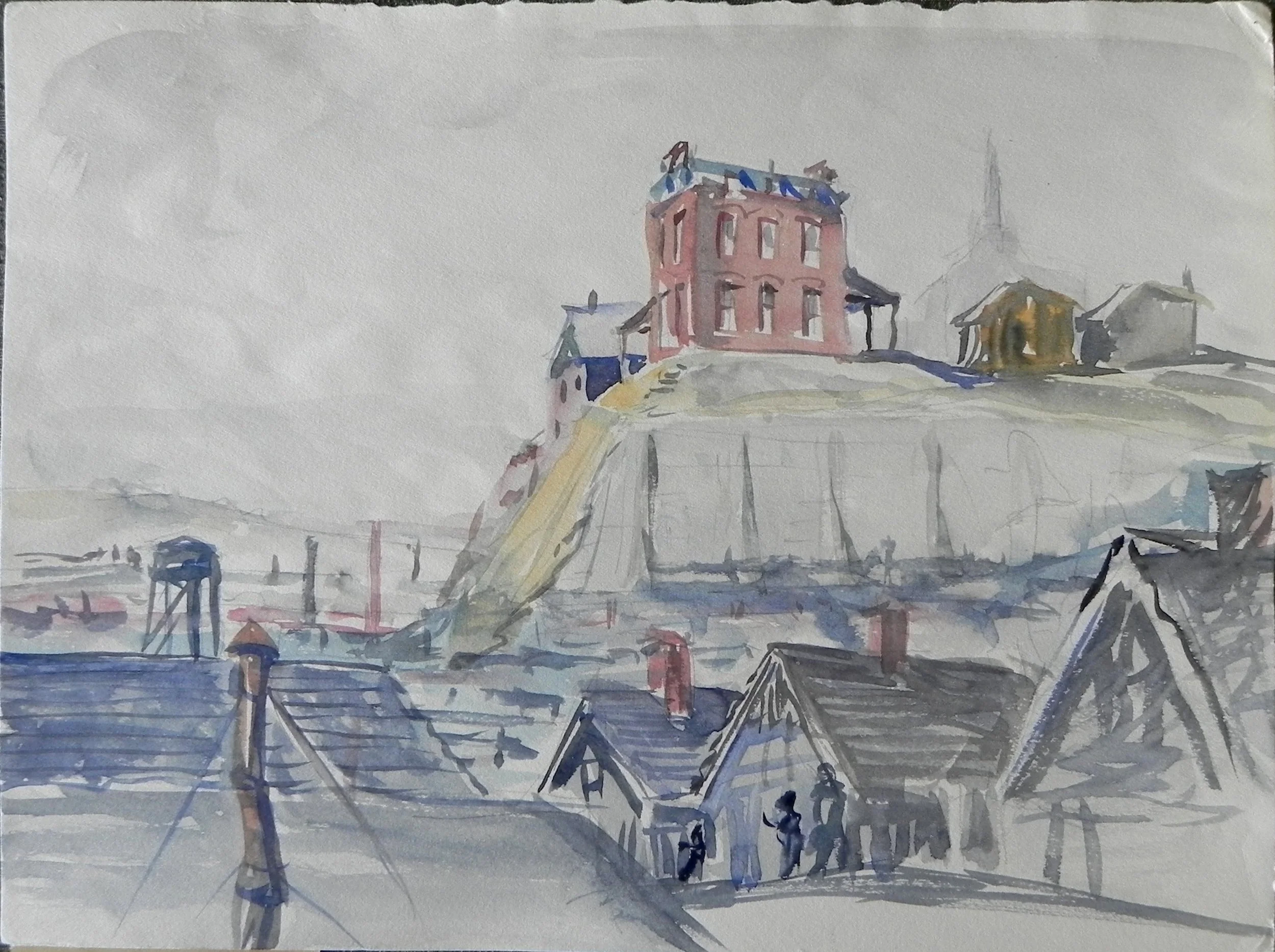 Watercolor. 8 ¾ x 11 ¾”