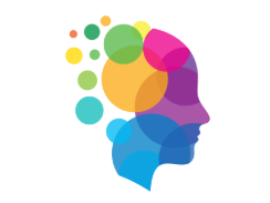Colorful abstract silhouette of a person's head with various overlapping circles in green, yellow, pink, purple, blue, and teal.