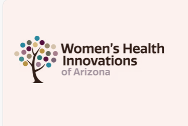 Logo for Women's Health Innovations of Arizona, featuring a stylized tree with multicolored circular leaves.