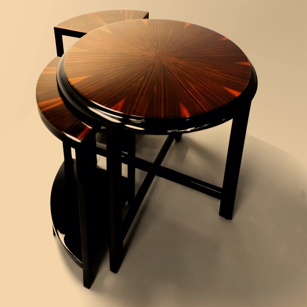 Polierter Artdeco Wohnzimmertisch aus Holz