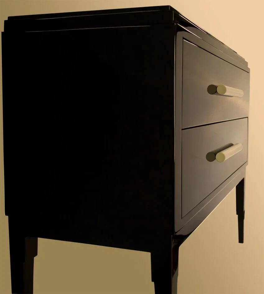 Antiques Artdeco  Sideboard mit Elfenbeingriffen, auf hochglanz poliert