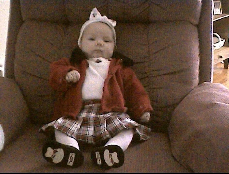 Awwwww Daisy is wearing Lexi&rsquo;s outfit from when she was a baby ❤️ So happy I saved stuff. Definitely her mini me.